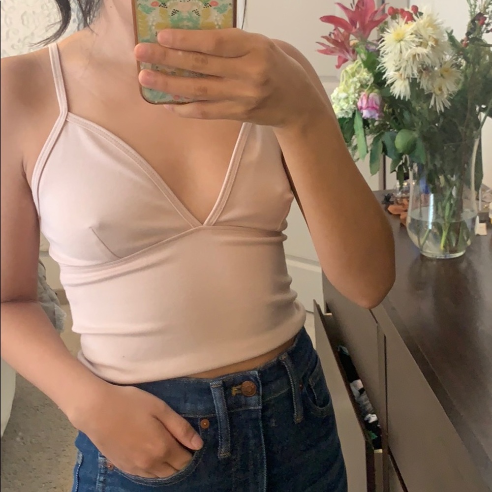 Cream v-neck crop top